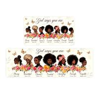 Bible Black Girl Rugs for Kitchen Floor, Anti Fatigue Mats for Kitchen Floor Non Slip, 2PCS Wipeable Rubber Kitchen Mat Christian Inspiration African Women Rug for Sink Laundry 15.7"×27.5" +15.7"×47"