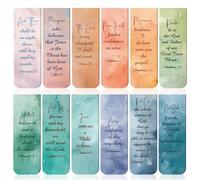 Bible Bookmark - 12 Pieces Inspirational Magnets Clip, Faith Based Reading Accessory, Decorative Verse Holder, Holy Spiritual Study Signs | Quotid Devotional Tool