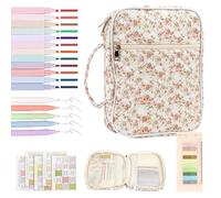 Bible Carrying Case - Cotton Cover Handle, Zipper Pocket Organizer, Scripture Book Protector Storage Bag, Lightweight Durable Design | for Women Girls Christian Church Travel Worship Study Home