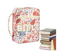 Bible Case - Bible Covers for Women | Biblebook Holder Floral Bag | Large Red Tote Zipper Pouch Storage Organizer | Protective Pocket Aesthetic Girls Teens Lady Travel Church Outdoor - 20.3x25x7.7cm