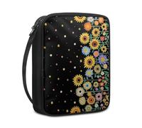 Bible Case Black Yellow Sunflowers Book Pouch Protective Carrying Book Case Canvas Polyester with Handle and Zippered Women Men for Standard Size Bible Cover 27.5x22.5x5.5 cm