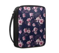 Bible Case Blue Pink Flower Book Pouch Protective Carrying Book Case Canvas Polyester with Handle and Zippered Women Men for Standard Size Bible Cover 27.5x22.5x5.5 cm