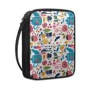 Bible Case Blue Pink Plants Book Pouch Protective Carrying Book Case Canvas Polyester with Handle and Zippered Women Men for Standard Size Bible Cover 27.5x22.5x5.5 cm