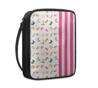 Bible Case Blue Plant Floral Book Pouch Protective Carrying Book Case Canvas Polyester with Handle and Zippered Women Men for Standard Size Bible Cover 27.5x22.5x5.5 cm