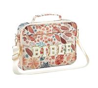 Bible Case - Chenille Letter Adjustable Shoulder Strap Church Tote | Flowers Print Bible Carrying Bag with Handle - for Women Teacher Travel Work Prayer Meeting Baptism Baby Shower