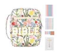Bible Case,Cute Flower Tote with Handle,Large Bible Case Carrying Bag - for Women Teen Girls Church School College Office Work Study Travel Stationery Supplies Makeup Birthday