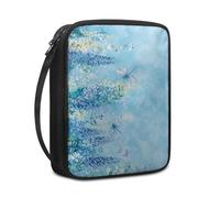 Bible Case Dragonfly Blue Green Book Pouch Protective Carrying Book Case Canvas Polyester with Handle and Zippered Women Men for Standard Size Bible Cover 27.5x22.5x5.5 cm