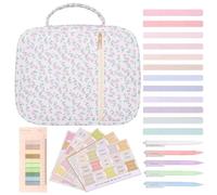 Bible Case for Women Large Capacity Bible Kit for Study, 8.9x11.4x3.2 Inch, with Handle Tabs Pens Sticky Notes Highlighters, Style 4