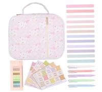 Bible Case for Women, Large Capacity Bible Kit with Tabs Pens Sticky Notes Highlighters Bibles Study Kit with Handle, Style 2 Cover 8.9x11.4x3.2 Inch