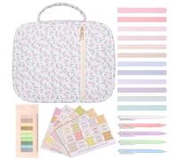 Bible Case for Women Large Capacity Bible Kit with Tabs, Pens, Sticky Notes, Highlighters, Bibles Study Kit with Handle 8.9x11.4x3.2 Inch Style 4 for Daily Use