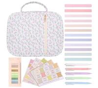 Bible Case for Women Large Capacity Bible Kit with Tabs, Pens, Sticky Notes, Highlighters, Bibles Study Kit with Handle 8.9x11.4x3.2 Inch Style 4, Journaling