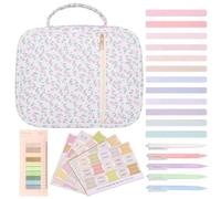 Bible Case for Women, Large Capacity Bible Kit, with Tabs Pens Sticky Notes Highlighters, with Handle, 8.9x11.4x3.2 Inch, Style 4