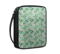 Bible Case Green Leaves Floral Book Pouch Protective Carrying Book Case Canvas Polyester with Handle and Zippered Women Men for Standard Size Bible Cover 27.5x22.5x5.5 cm