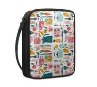 Bible Case Green Pink Cup Book Pouch Protective Carrying Book Case Canvas Polyester with Handle and Zippered Women Men for Standard Size Bible Cover 27.5x22.5x5.5 cm