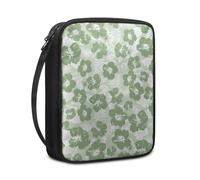 Bible Case Leaf Green Flower Book Pouch Protective Carrying Book Case Canvas Polyester with Handle and Zippered Women Men for Standard Size Bible Cover 27.5x22.5x5.5 cm