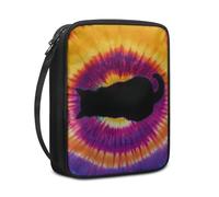 Bible Case Orange Black Cat Book Pouch Protective Carrying Book Case Canvas Polyester with Handle and Zippered Women Men for Standard Size Bible Cover 27.5x22.5x5.5 cm