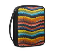 Bible Case Ripple Orange Blue Book Pouch Protective Carrying Book Case Canvas Polyester with Handle and Zippered Women Men for Standard Size Bible Cover 27.5x22.5x5.5 cm