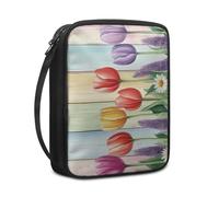 Bible Case Yellow Red Flowers Book Pouch Protective Carrying Book Case Canvas Polyester with Handle and Zippered Women Men for Standard Size Bible Cover 27.5x22.5x5.5 cm