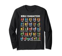 Bible Characters Alphabet ABC A-Z for Christian Boy or Girl Long Sleeve T-Shirt
