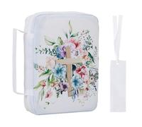 Bible Cover, Bible Bag with Bookmark, Bible Case for Women Girls, Bible Books Covers with Printed Cross, Bible Carrying Case, Covers for Bible, Large Bible Cover Case, 10.5 * 7 in