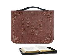 Bible Cover - Bible Bag with Phone Pocket, PU Leather Carrying Case for Books | Portable Carrying Case for Books, Church Handbook with Handle for Church, Holy Study