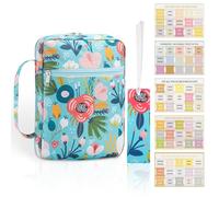 Bible Cover Bible Case with Bible Tabs, 10.5 Inch Large Bible Bag for Women Girls, Floral Pattern A5 Diary Cover Zipped Case for Bible Study Accessories (Blue)