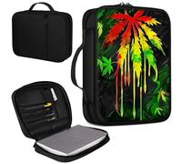 Bible Cover, Carrying Book Case Church Bag Bible Protective PU Leather Bible Covers with Handle and Zippered Pocket, for Standard and Large Size Bible 10.1x7.6x1.9 in,Yellow Red Green Leaves
