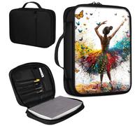Bible Cover, Carrying Book Case Church Bag Bible Protective PU Leather Bible Covers with Handle and Zippered Pocket, for Standard and Large Size Bible 10.1x7.5x2 in,Girl with Butterflies