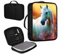 Bible Cover, Carrying Book Case Church Bag Bible Protective PU Leather Bible Covers with Handle and Zippered Pocket, for Standard and Large Size Bible 10.1x7.5x1.9 in,Pretty Wild Horse Animal