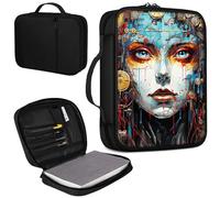 Bible Cover, Carrying Book Case Church Bag Bible Protective PU Leather Bible Covers with Handle and Zippered Pocket, for Standard and Large Size Bible 10.1x7.5x1.9 in,Watercolors Woman