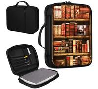 Bible Cover, Carrying Book Case Church Bag Bible Protective PU Leather Bible Covers with Handle and Zippered Pocket, for Standard and Large Size Bible 10.1x7.5x2 in,Library Bookshelf