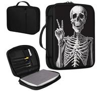 Bible Cover, Carrying Book Case Church Bag Bible Protective PU Leather Bible Covers with Handle and Zippered Pocket, for Standard and Large Size Bible 10.1x7.5x1.9 in,Rock Skeleton