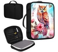 Bible Cover, Carrying Book Case Church Bag Bible Protective PU Leather Bible Covers with Handle and Zippered Pocket, for Standard and Large Size Bible 10.1x7.5x1.9 in,owl Rose Flowers