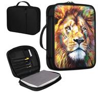 Bible Cover, Carrying Book Case Church Bag Bible Protective PU Leather Bible Covers with Handle and Zippered Pocket, for Standard and Large Size Bible 10.1x7.5x1.9 in,Brown Lion