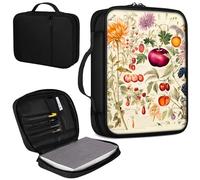 Bible Cover, Carrying Book Case Church Bag Bible Protective PU Leather Bible Covers with Handle and Zippered Pocket, for Standard and Large Size Bible 10.1x7.5x1.9 in,Colorful Fruits flowerss