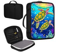 Bible Cover, Carrying Book Case Church Bag Bible Protective PU Leather Bible Covers with Handle and Zippered Pocket, for Standard and Large Size Bible 10.1x7.5x1.9 in,Green Corals sea Turtle