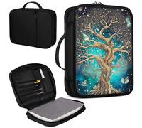 Bible Cover, Carrying Book Case Church Bag Bible Protective PU Leather Bible Covers with Handle and Zippered Pocket, for Standard and Large Size Bible 10.1x7.5x1.9 in,Birds on it Cosmic Tree