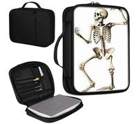 Bible Cover, Carrying Book Case Church Bag Bible Protective PU Leather Bible Covers with Handle and Zippered Pocket, for Standard and Large Size Bible 10.1x7.5x1.9 in,White Skeleton