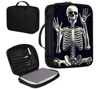 Bible Cover, Carrying Book Case Church Bag Bible Protective PU Leather Bible Covers with Handle and Zippered Pocket, for Standard and Large Size Bible 10.1x7.5x1.9 in,Skeleton Skull Rose Black