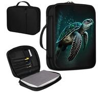Bible Cover, Carrying Book Case Church Bag Bible Protective PU Leather Bible Covers with Handle and Zippered Pocket, for Standard and Large Size Bible 10.1x7.5x1.9 in,Cute Green Sea Turtles