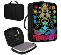 Bible Cover, Carrying Book Case Church Bag Bible Protective PU Leather Bible Covers with Handle and Zippered Pocket, for Standard and Large Size Bible 10.1x7.6x1.9 in,Colorful Buddha