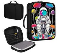 Bible Cover, Carrying Book Case Church Bag Bible Protective PU Leather Bible Covers with Handle and Zippered Pocket, for Standard and Large Size Bible 10.1x7.6x1.9 in,Space Man and Mushroom