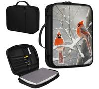 Bible Cover, Carrying Book Case Church Bag Bible Protective PU Leather Bible Covers with Handle for Standard and Large Size Bible 10.1x7.6x1.9 in,Cute Little Bird Flower