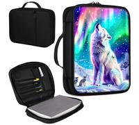 Bible Cover, Carrying Book Case Church Bag Bible Protective PU Leather Bible Covers with Handle for Standard and Large Size Bible 10.1x7.6x1.9 in,Arctic Wolf