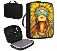 Bible Cover, Carrying Book Case Church Bag Bible Protective PU Leather Bible Covers with Handle for Standard and Large Size Bible 10.1x7.6x1.9 in,Sunflower Girl
