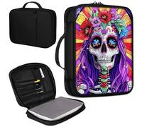 Bible Cover, Carrying Book Case Church Bag Bible Protective PU Leather Bible Covers with Handle for Standard and Large Size Bible 10.1x7.6x1.9 in,Color Skull