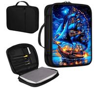 Bible Cover, Carrying Book Case Church Bag Bible Protective PU Leather Bible Covers with Handle for Standard and Large Size Bible 10.1x7.6x1.9 in,Sailboat Sailing