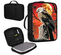 Bible Cover, Carrying Book Case Church Bag Bible Protective PU Leather Bible Covers with Handle for Standard and Large Size Bible 10.1x7.6x1.9 in,Eagle and Moon