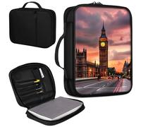 Bible Cover, Carrying Book Case Church Bag Bible Protective PU Leather Bible Covers with Handle for Standard and Large Size Bible 10.1x7.6x1.9 in,London City