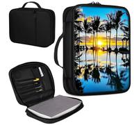 Bible Cover, Carrying Book Case Church Bag Bible Protective PU Leather Bible Covers with Handle for Standard and Large Size Bible 10.1x7.6x1.9 in,Coast Sea Palm Trees